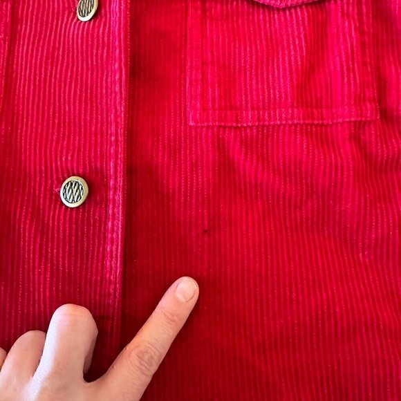 100% Cotton Christopher & Banks Bright Red Corduroy Button Jacket Long Sleeve M - Picture 7 of 10